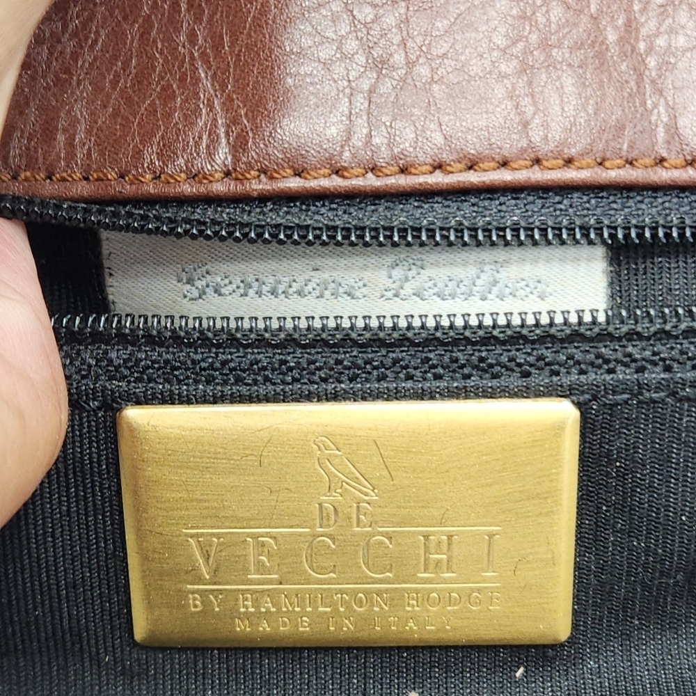 De Vecchi Hamilton Hodge Vintage Leather Woven Saddle Bag In Brown - Picture 11 of 14